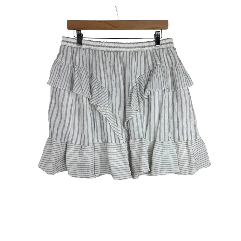 Michael‎ Kors Striped Mini Skirt size Medium White/ Gray